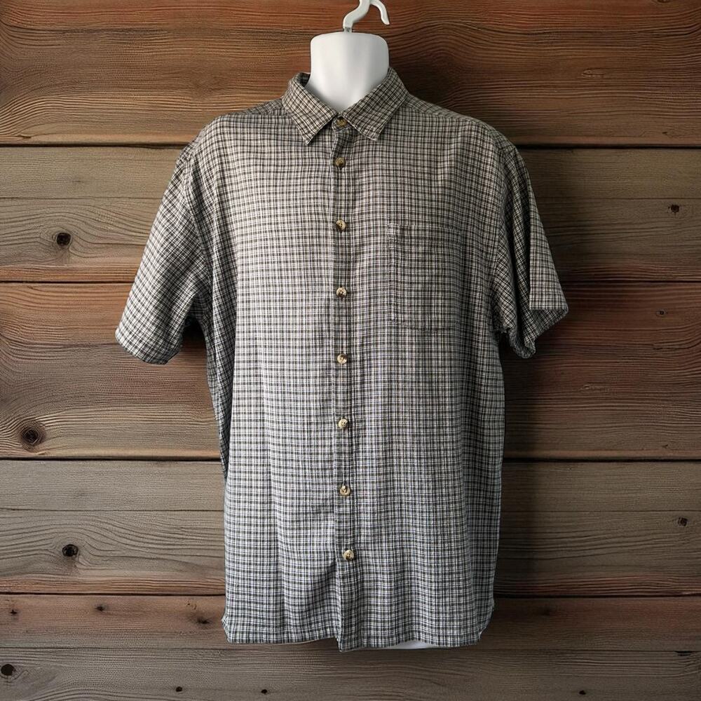 Mens Button Down Shirt XL Short Sleeve Shirt Naturalife 100% Cotton45